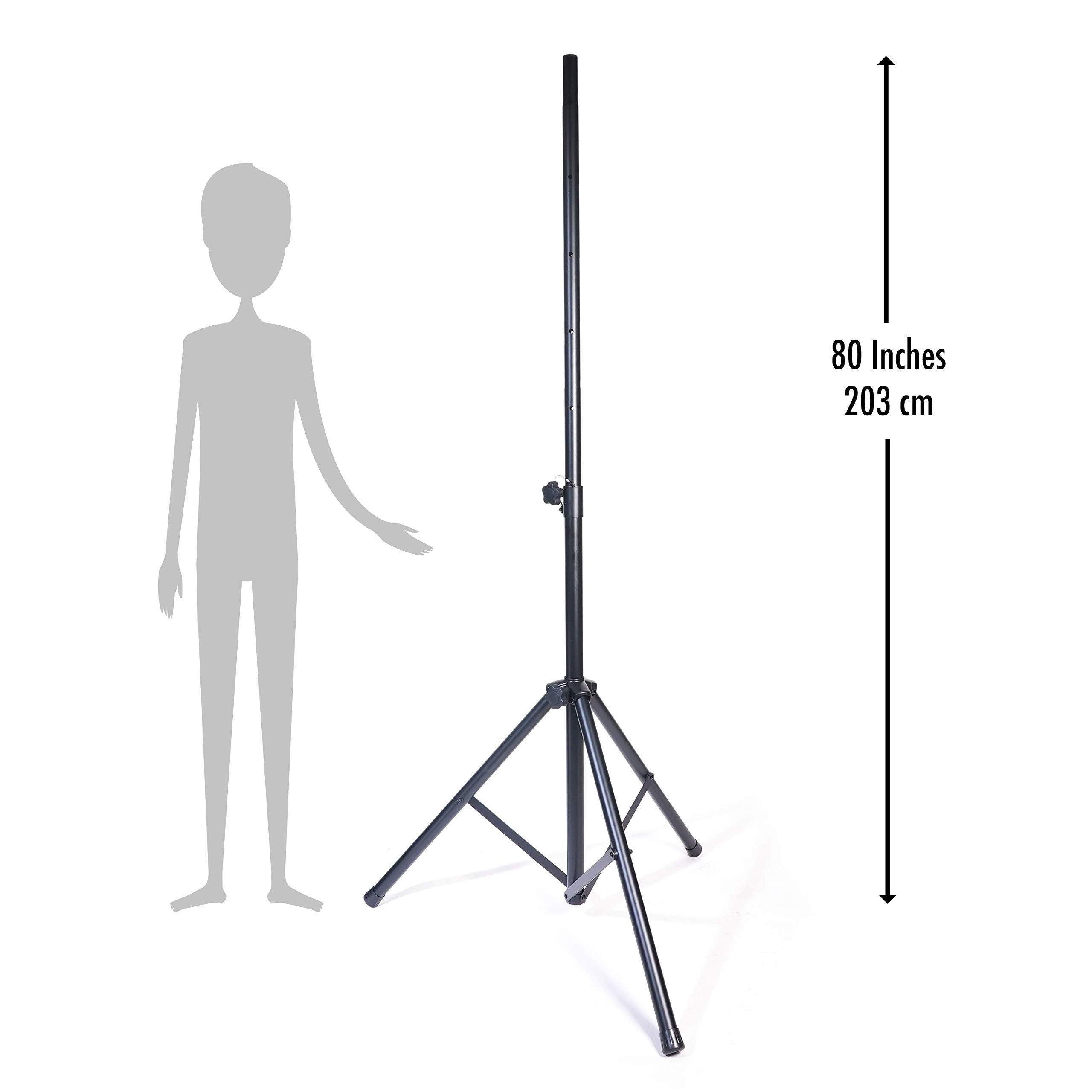 Universal Speaker Stand 6.65 ft • Adjustable Height from 46 in to 80 in • Rated at 150 pounds