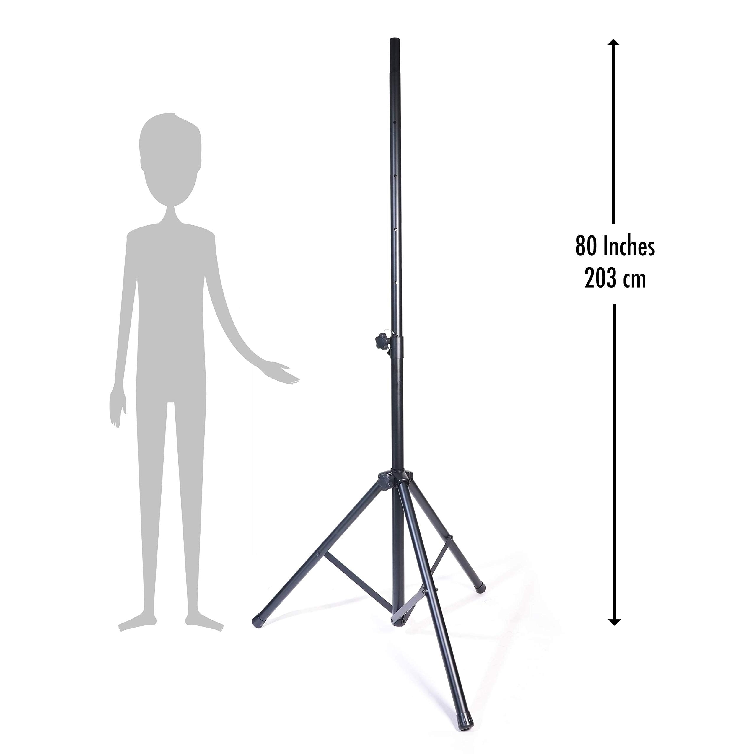 4 PACK of Universal Speaker Stands 6.65 ft • Adjustable Height from 46 in to 80 in • Rated at 150 pounds
