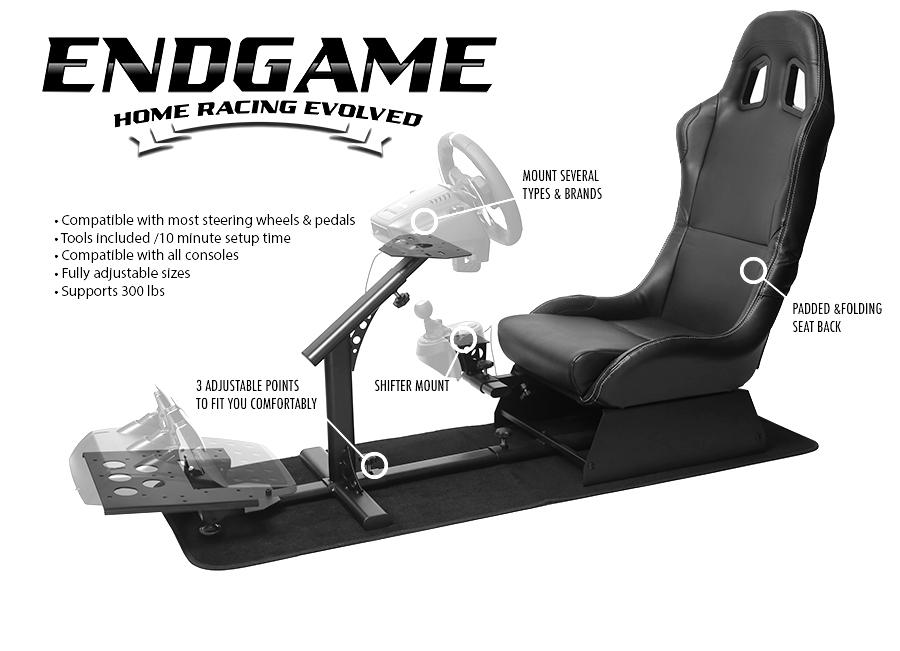 DISCONTINUED Racing Seat Gaming Chair Simulator with Steering Wheel & Pedal Stand