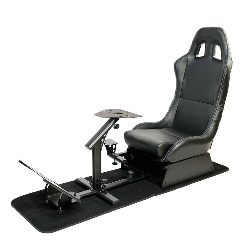 DISCONTINUED Racing Seat Gaming Chair Simulator with Steering Wheel & Pedal Stand