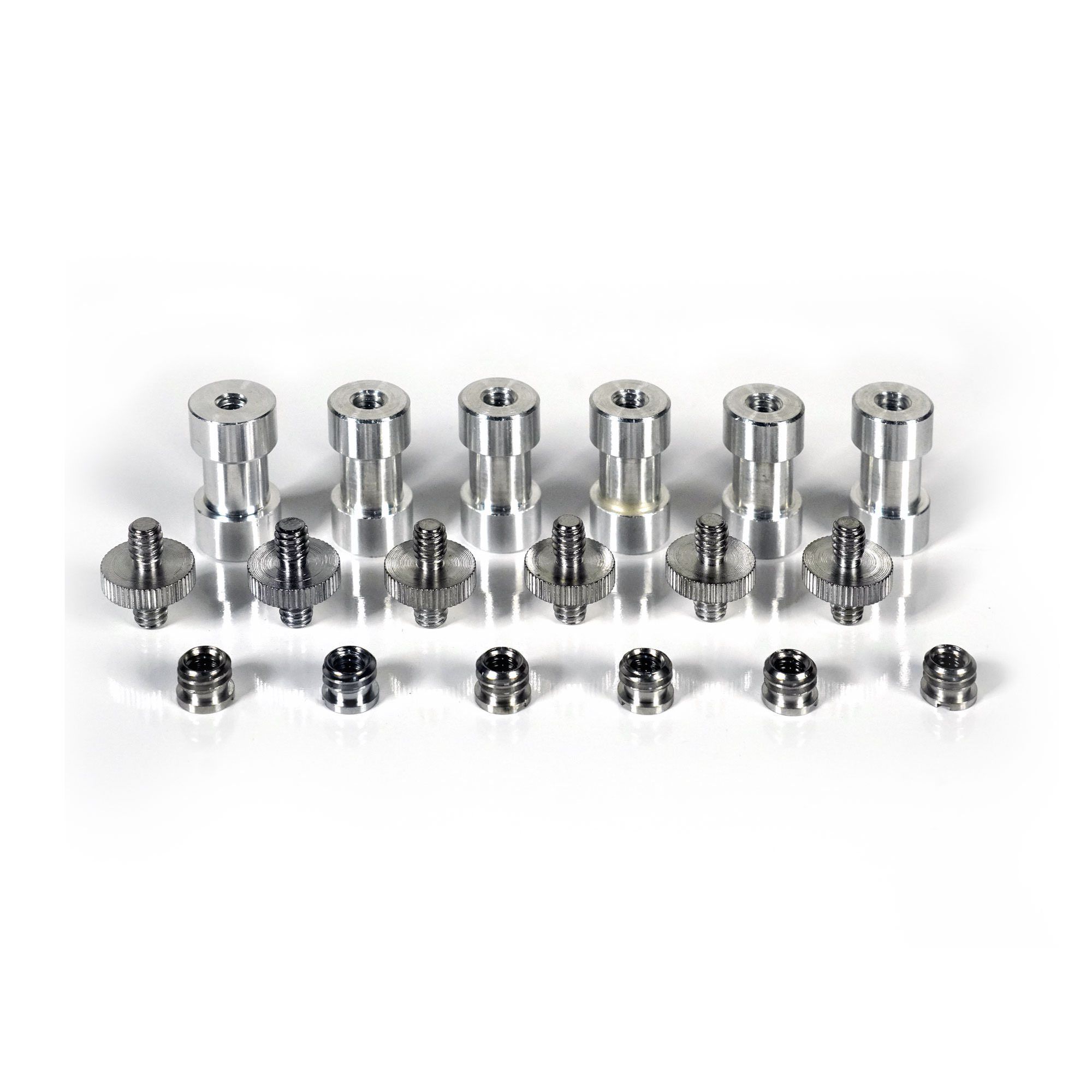 6 Sets of Light Stand Spigot Adapters, Screw Adapters & Thread Converter Rings -
