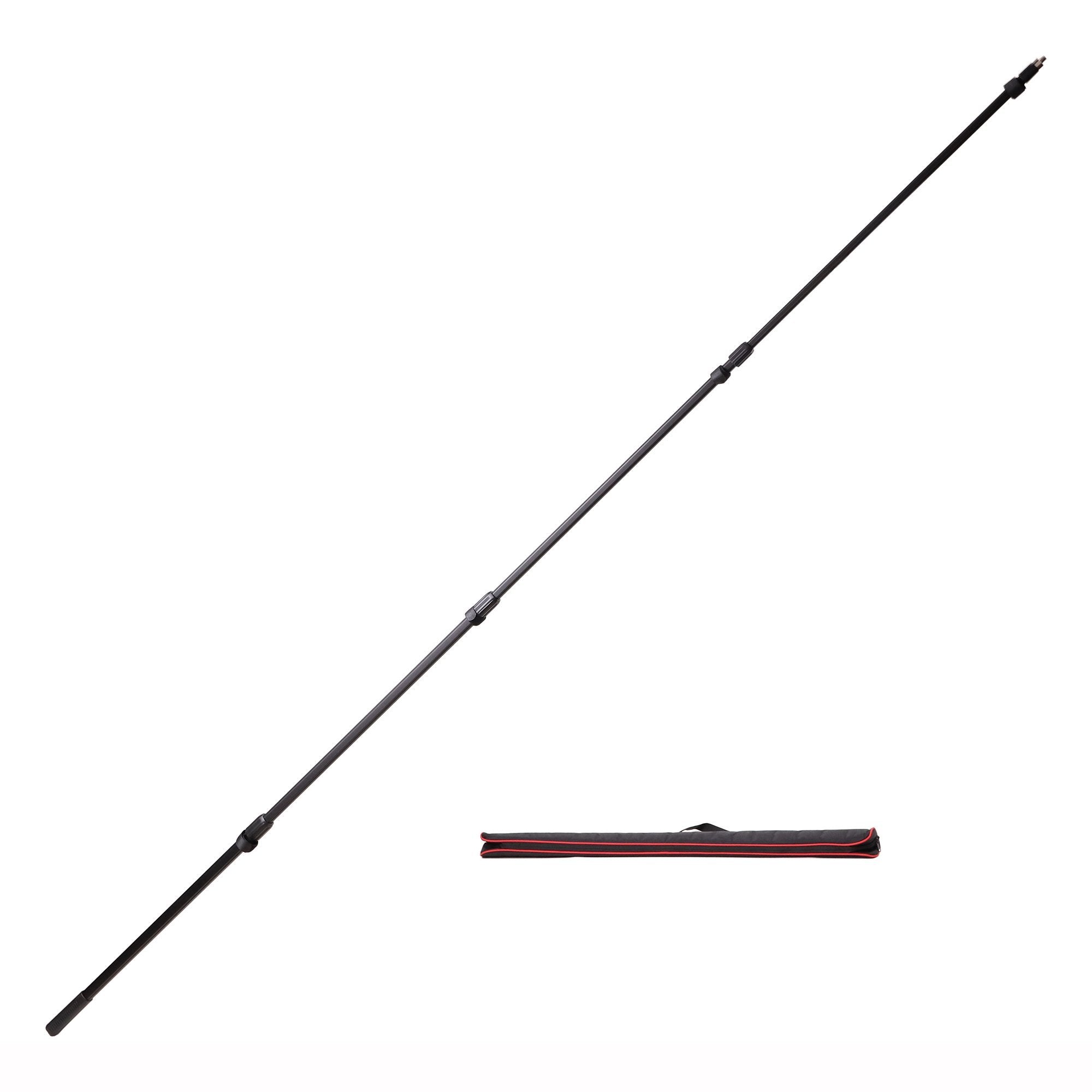 10 Foot Telescopic Boom Pole, 4 Sections with Cable Straps, 3/8 & 5/8 in Threads