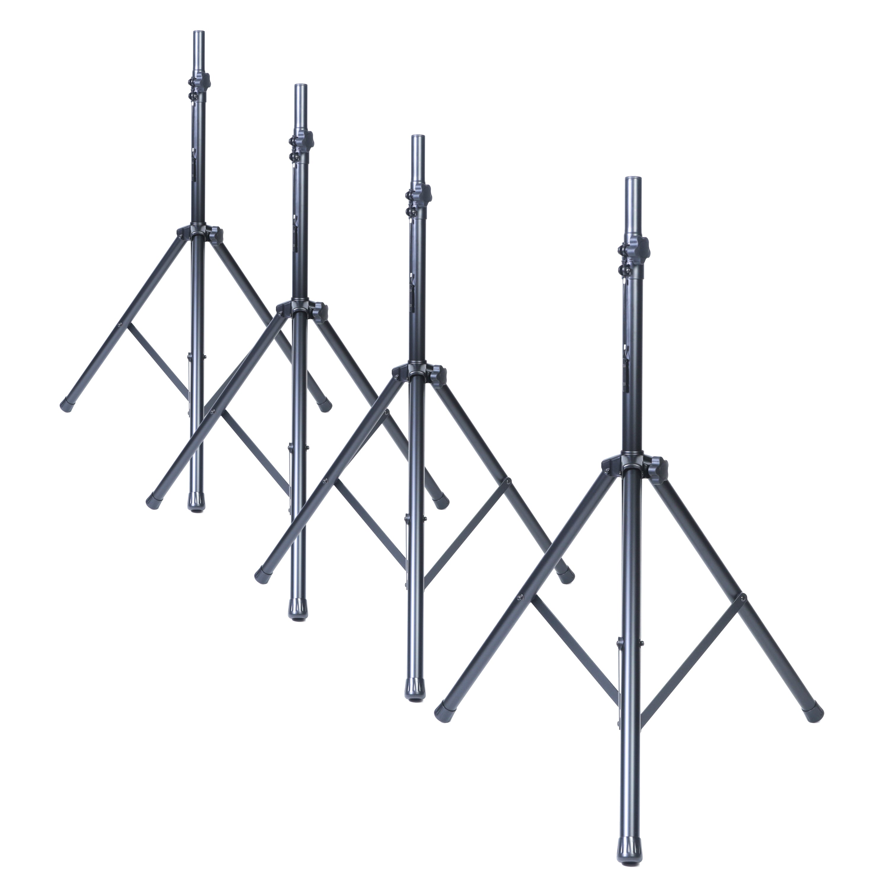 4 PACK of Universal Speaker Stands 6.65 ft • Adjustable Height from 46 in to 80 in • Rated at 150 pounds